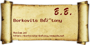 Borkovits Bátony névjegykártya